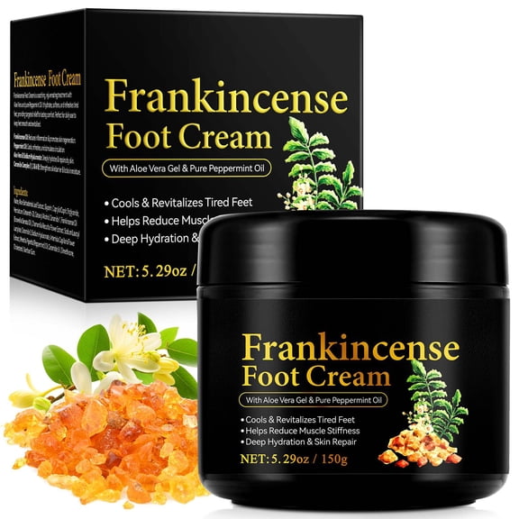 Laraspi Frankincense Foot Cream with Peppermint Oil, Deep Moisturizing Foot Care for Dry Feet, Fast-Absorbing, 150g