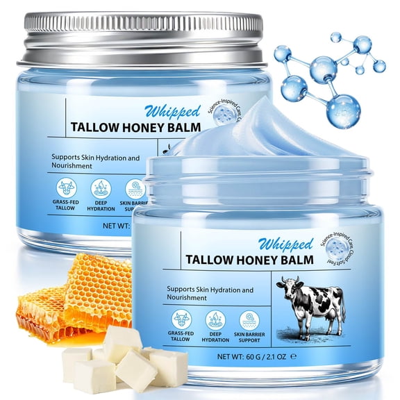 Laraspi GHK-Cu Whipped Tallow Honey Balm with Methylene Blue, Hydrating Face & Body Balm, Skin Barrier Support, 60g(2Pack)