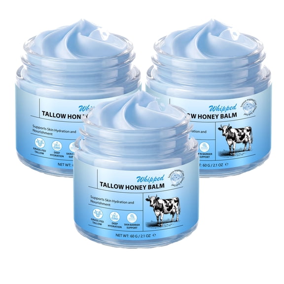 Laraspi GHK-Cu Whipped Tallow Honey Balm with Methylene Blue, Hydrating Face & Body Balm, Skin Barrier Support, 60g(3Pack)