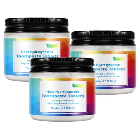 Laraspi Nano Hydroxyapatite Toothpaste Tablets, Fluoride-Free Peppermint Chewable Toothpaste Tablets for Fresh Breath & Enamel Care, Travel Friendly Oral Care Tablets, 70 Count, 1.5 oz / 42g(3Pack)