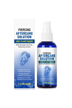 Sea Salt & Aloe Piercing Aftercare Spray, Daily Cleaning Solution for Ear, Nose & Body Piercings, Alcohol-Free, 60 ML