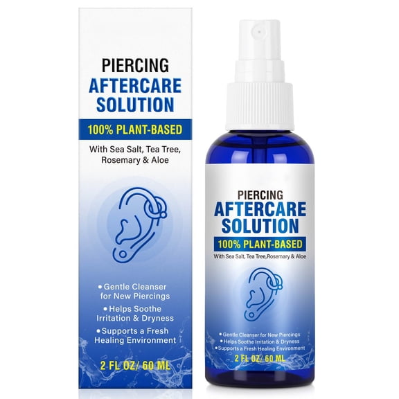 Laraspi Sea Salt & Aloe Piercing Aftercare Spray, Daily Cleaning Solution for Ear, Nose & Body Piercings, Alcohol-Free, 60 ML