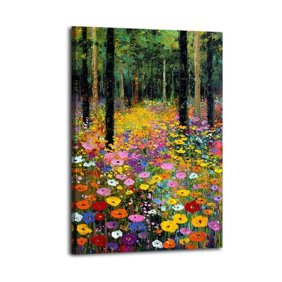 Larbulse  Beautiful Field Flowers in Forest Canvas Wall Art Home Decor Poster Vintage Funny Print Picture Abstract Bedroom Living Room Kitchen Posters Decor
