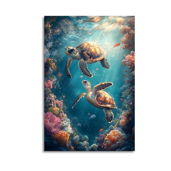 Larbulse  Beautiful Ocean Scenery Sea Turtle Canvas Wall Art Home Decor Poster Vintage Funny Print Picture Abstract Bedroom Living Room Kitchen Posters Decor