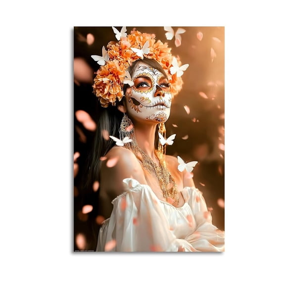 Larbulse  Beautiful Woman Dead Face Makeup Canvas Wall Art Home Decor Poster Vintage Funny Print Picture Abstract Bedroom Living Room Kitchen Posters Decor,