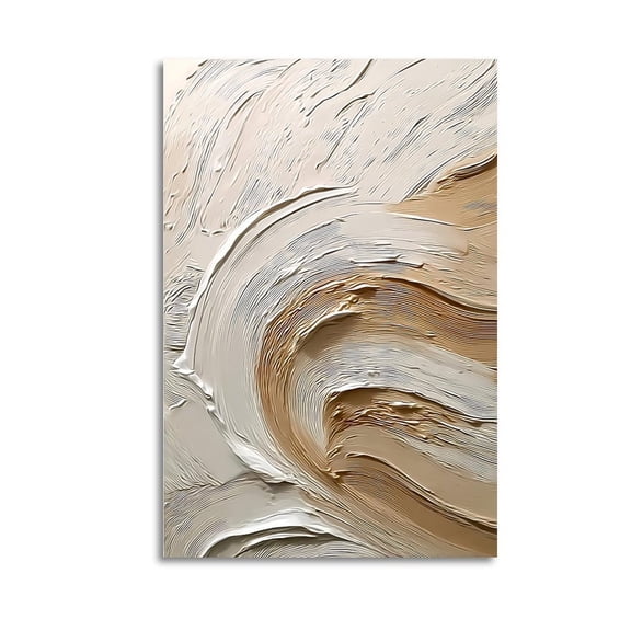 Larbulse Beige White Paint Wavy Brush Strokes Canvas Wall Art Home Decor Poster Vintage Funny Print Picture Abstract Bedroom Living Room Kitchen Posters Decor