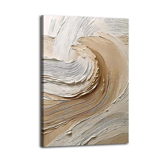 Larbulse Beige White Wavy Brush Stroke Paint Canvas Wall Art Home Decor Poster Vintage Funny Print Picture Abstract Bedroom Living Room Kitchen Posters Decor
