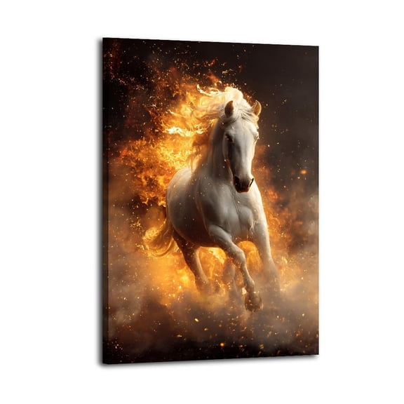 Larbulse Gallop Fire Horse Canvas Wall Art Home Decor Poster Vintage Funny Print Picture Abstract Bedroom Living Room Kitchen Posters Decor