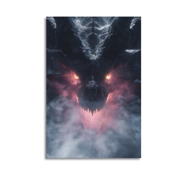 Larbulse Massive Draconic Head Canvas Wall Art Home Decor Poster Vintage Funny Print Picture Abstract Bedroom Living Room Kitchen Posters Decor