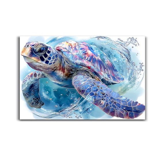 Larbulse Sea Turtle Bubble Swirl Canvas Wall Art Home Decor Poster Vintage Funny Print Picture Abstract Bedroom Living Room Kitchen Posters Decor