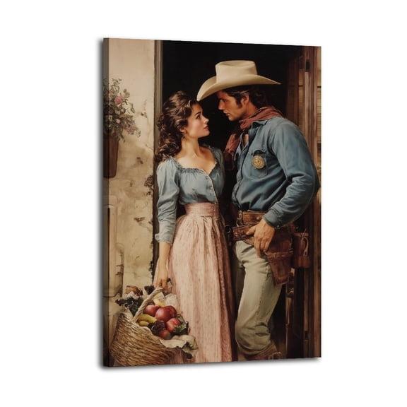 Larbulse Western Cowboy Girl Canvas Wall Art Home Decor Poster Vintage Funny Print Picture Abstract Bedroom Living Room Kitchen Posters Decor