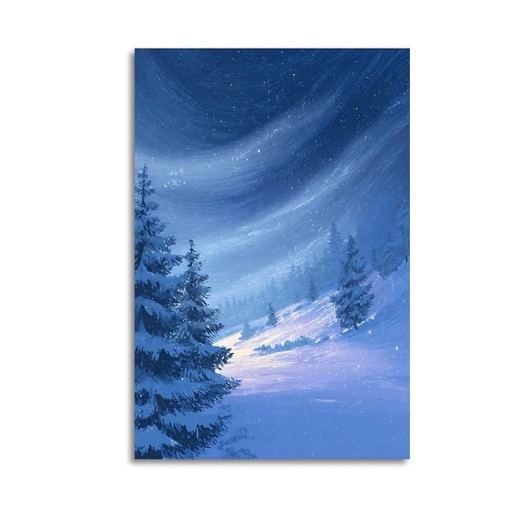 Larbulse Winter Snowing Pine Trees Canvas Wall Art Home Decor Poster Vintage Funny Print Picture Abstract Bedroom Living Room Kitchen Posters Decor