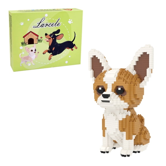 Larcele Micro Building Blocks Animal Set, Christmas Gifts Birthday Present, DIY 3D Building Toy Bricks Kit, 1109 Pieces KLJM-02 (Chihuahua)