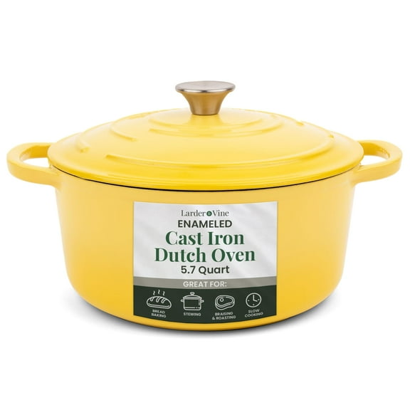 Larder and Vine 5.7 qt Dutch Oven Pot with Lid | Enameled Cast Iron Cookware, Oven Safe