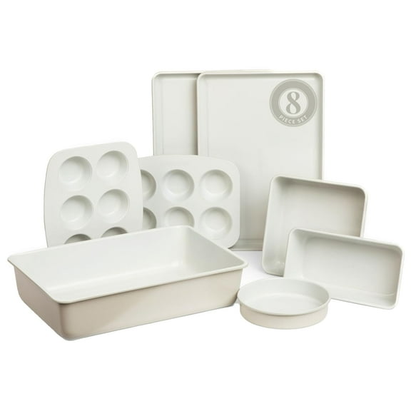 Larder and Vine 8 Piece Baking Pan Set | Non Stick Sheet, Bread, Muffin, and Cake Pans