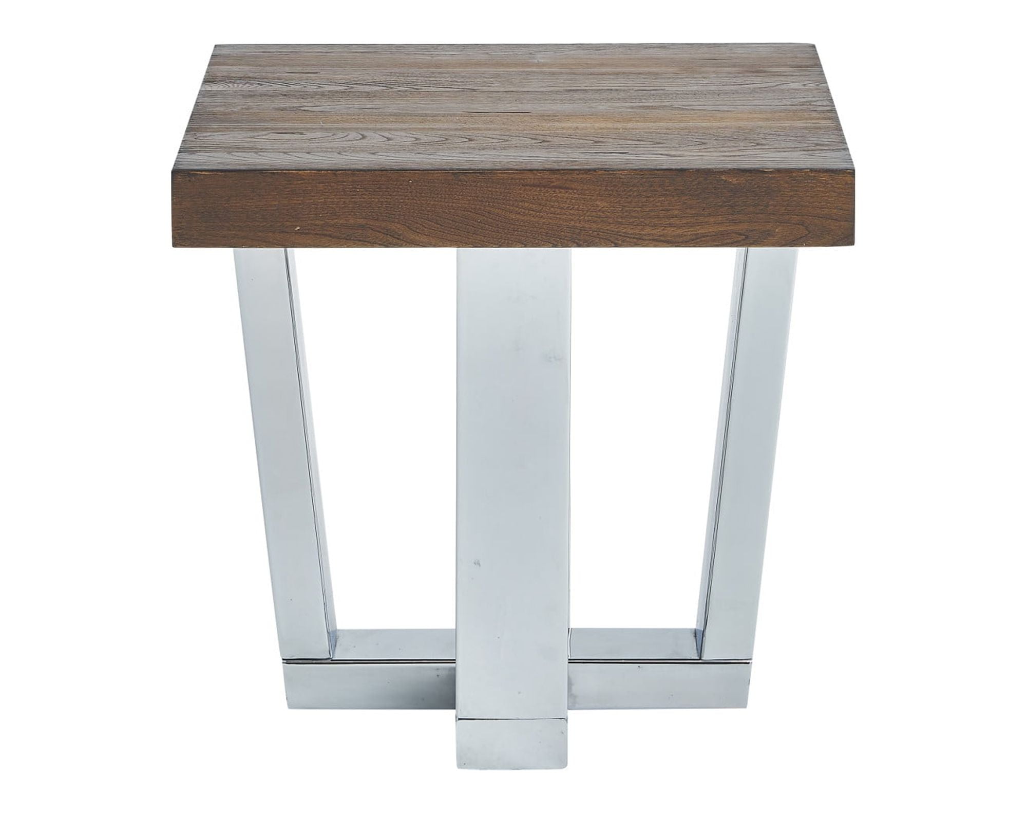 Chestnut Wood and Chrome Square End Table