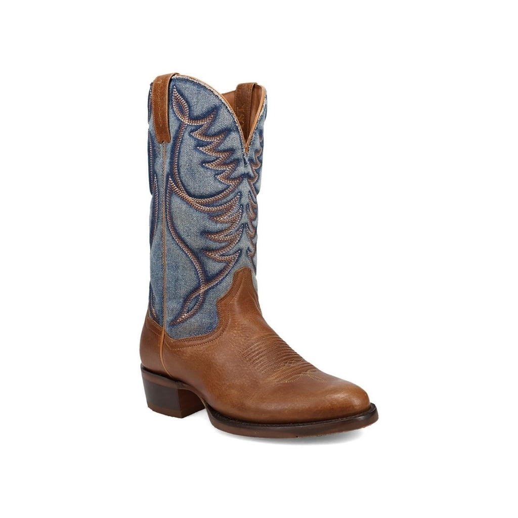 Laredo Men's Seaver Cowboy Boots – Leather Tan/Blue Square Toe Western Boots