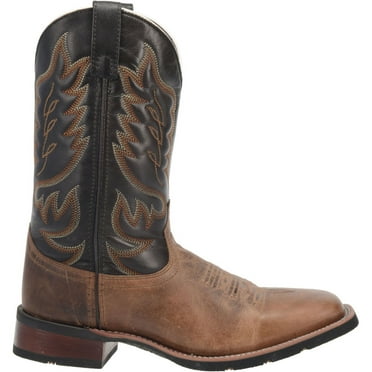 Laredo Mens Montana Embroidered Square Toe Pull On Cowboy  Mid Calf Boots