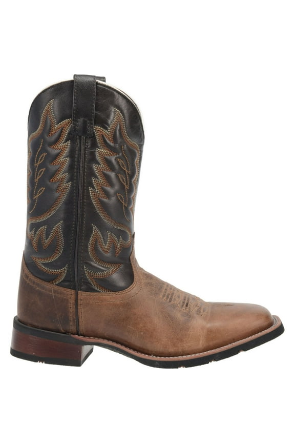 Mens Montana Embroidered Square Toe Pull On Cowboy Mid Calf Boots