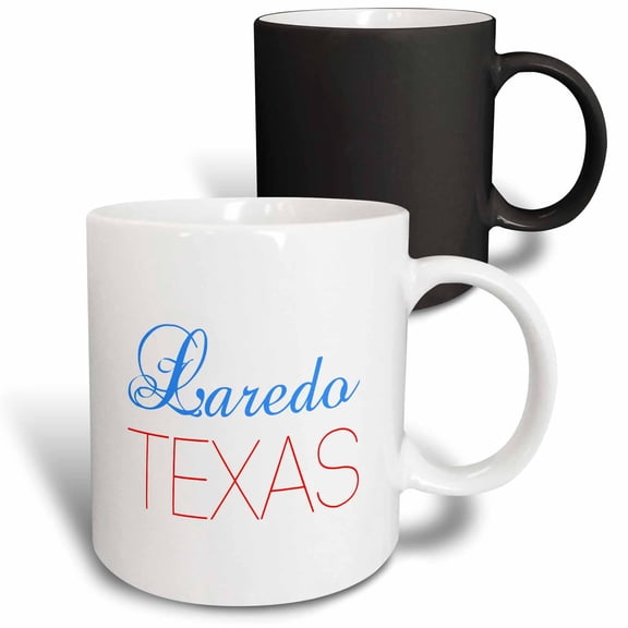 3drose, Laredo, Texas, Red, Blue Text. Patriotic Home Town Design, 11oz Magic Transforming Mug