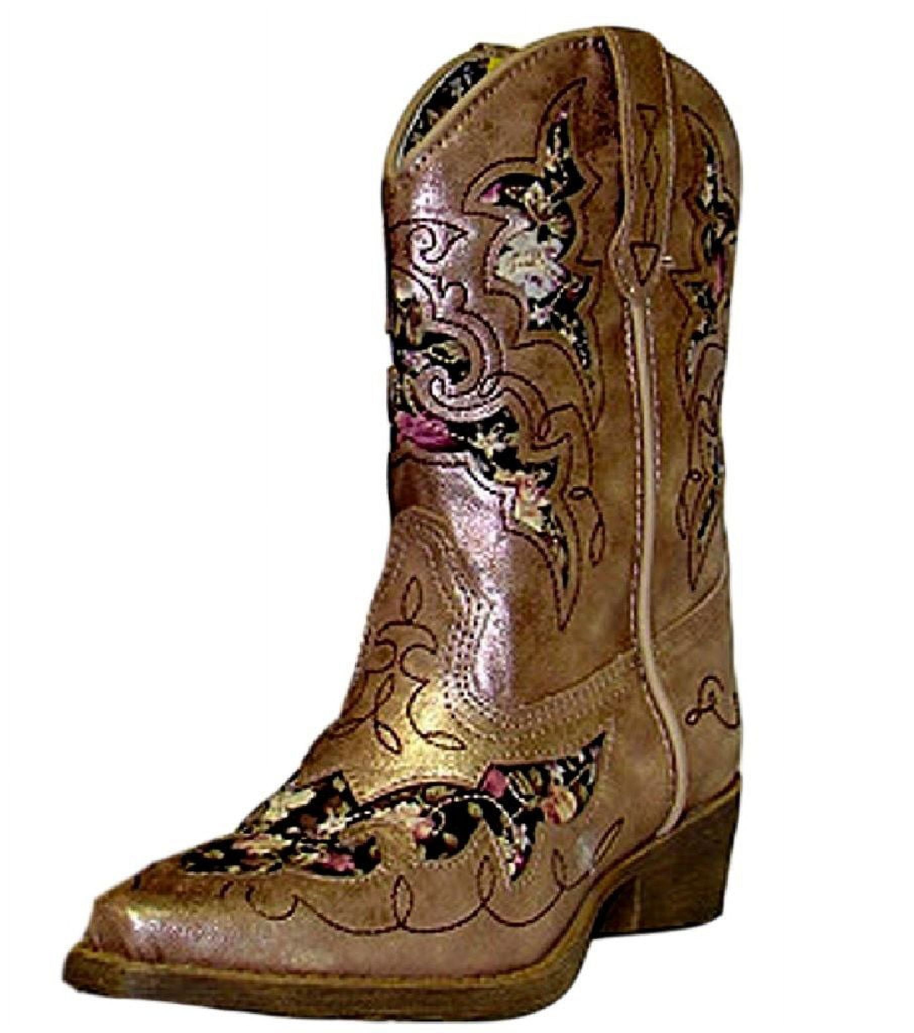 Laredo Western Boots Girls Cowboy Underlays Kids Gold Metallic LC2236