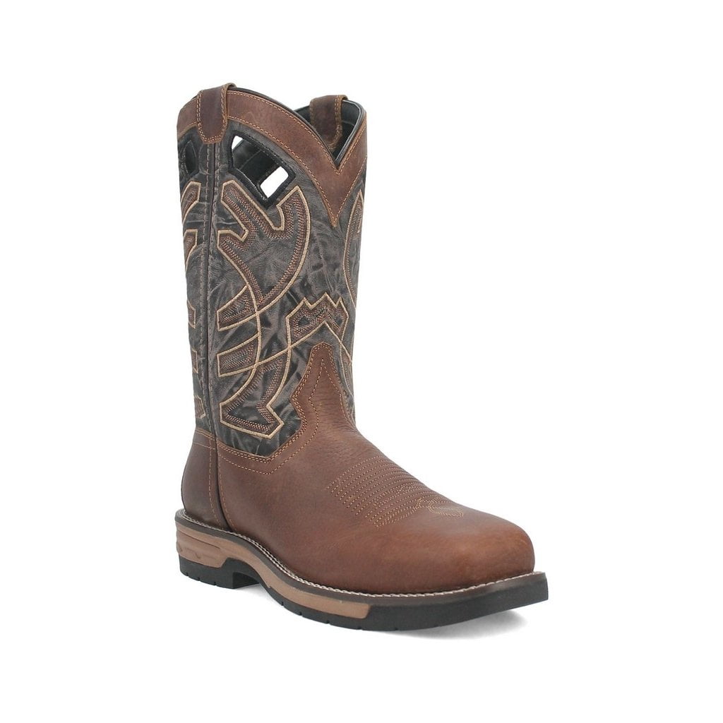 Laredo Men's Bennett Square Toe Western Boots - Orthotic Comfort, Brown Leather, 11 EW