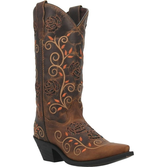 Laredo Women's Women'S Embroidered Leaf Western Performance Boot Snip Toe Tan 10 M US
