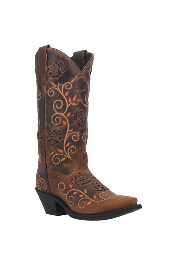 Women's Embroidered Leaf Western Performance Boot Snip Toe - 52392 10 M  US
