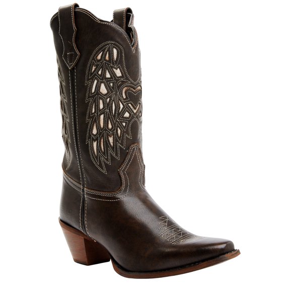 Laredo Women's Women'S Heart Angel Wing Cowboy Western Boot Snip Toe Dark Brown 8 1/2 M  US