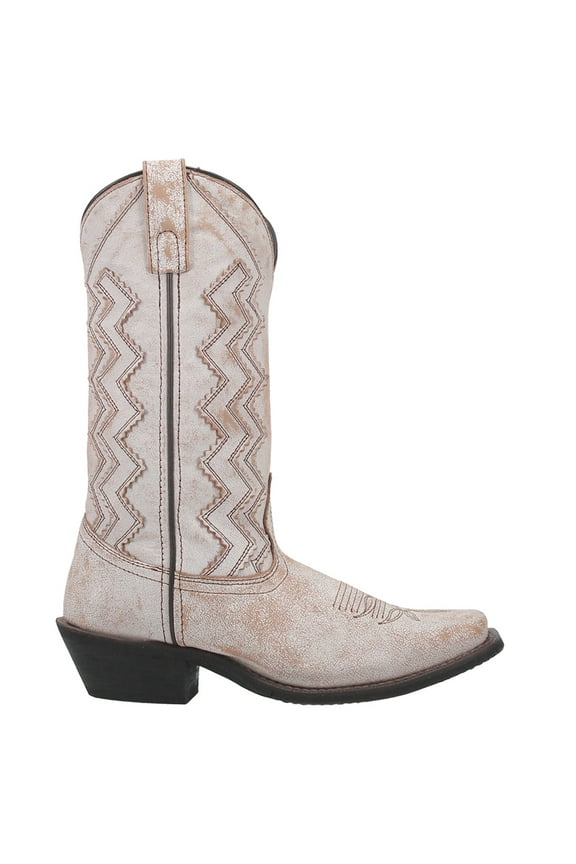 Women's Rustic Bone Overlay Western Boot Square Toe - 51169 7 M US
