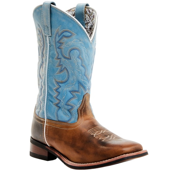 Laredo Women's Darla Embroidered Burnished Leather Western Performance Boot Light Blue 8 M US