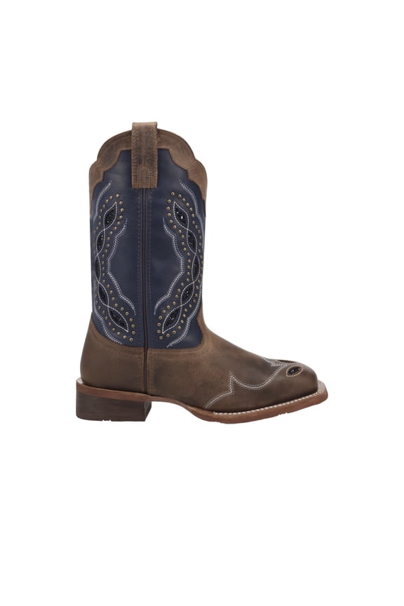 Womens Dragonfly Leather Pull On Square Toe Cowboy  Mid Calf Boots