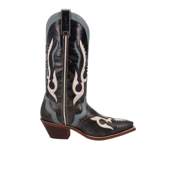 Laredo Womens HonkyTonk Halo Leather Pull On Snip Toe Cowboy Mid Calf Boot