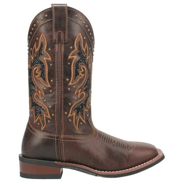 Laredo Womens Lockhart Studded Embroidered Square Toe Cowboy  Mid Calf Boot
