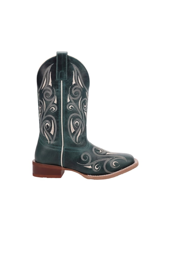 Womens Spurred Leather Pull On Square Toe Cowboy  Mid Calf Boots