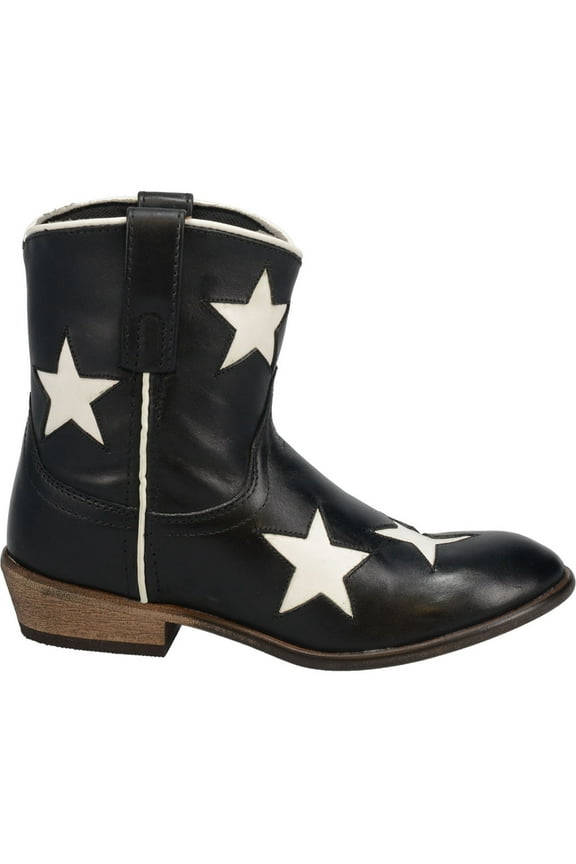 Womens Star Girl ToolInlay Round Toe Cowboy Ankle Boots