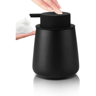 Lareina Foam Hand Soap Dispenser - 12 oz Bathroom Lotion Hand Pump Dispenser, Ceramic Foaming Soap Dispenser with Removable Pump for Kitchen Hand Wash Dispenser, Black