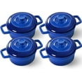 thumbnail image 1 of Lareina Mini Cocotte - 12oz Ceramic Casserole Dishes - Kitchen Casserole Sets With Handles And Lid - Small Baking Ramekins - Oven, Microwave & Dishwasher Safe - Set of 4 - Blue, 1 of 17