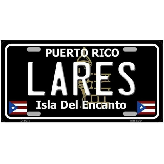 Lares Puerto Rico Black License Plate / Sign / Plaque - Aluminum ( 12 inch x 6 inch )