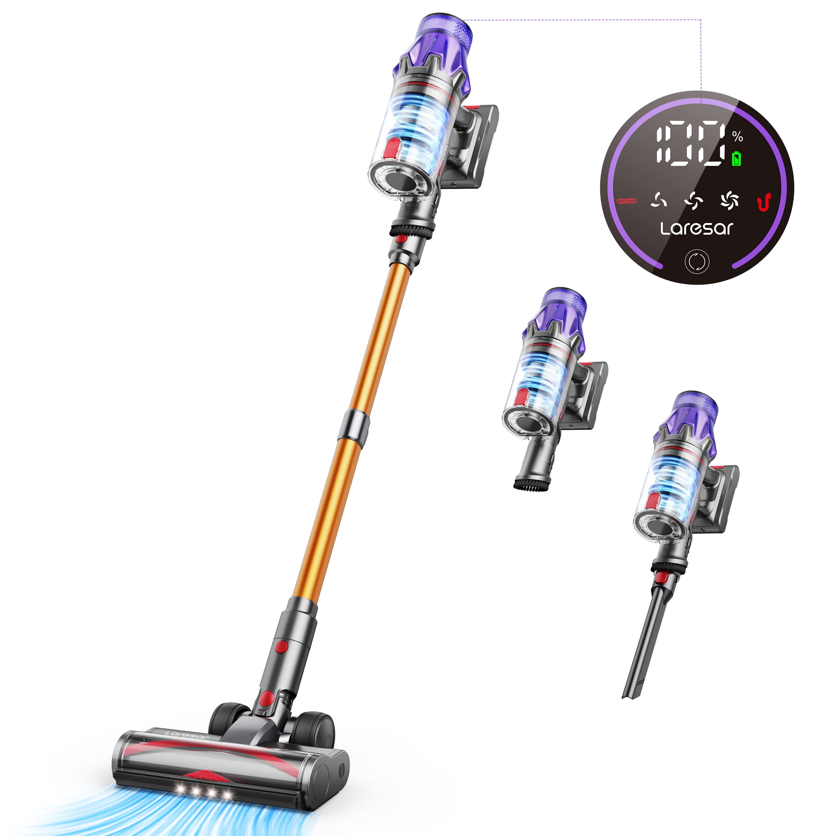 Laresar 500W  Vacuum Cleaner for Home, Cordless Vacuum Cleaner, Carpet Cleaner, 55KPA, 2200mAh, Hard Floors, Pet Hair