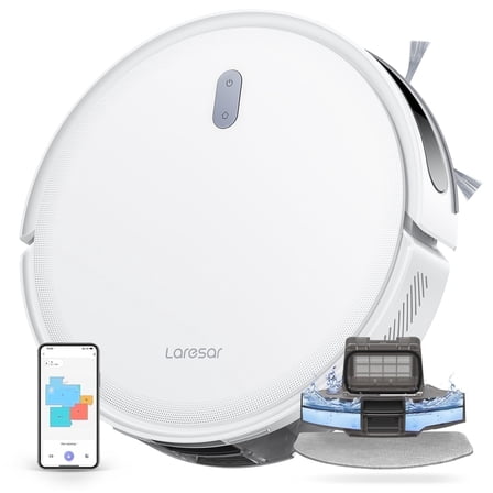Laresar L10 Robot Vacuum Cleaner and Mop, 6500Pa Suction LiDAR Navigation, Smart Mapping, 180Mins Runtime for Pet Hair, App/Alexa Control
