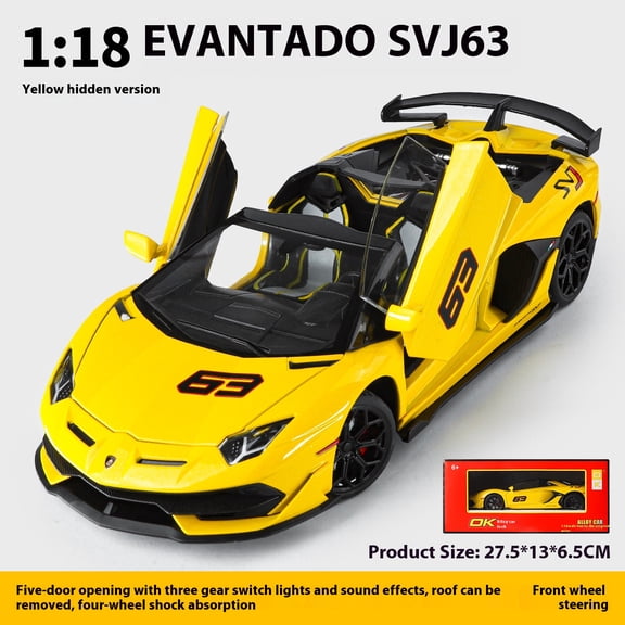 Large 1/18 Aventador SVJ Supercar Model Simulation Interior Details Adult Collection Ornaments Boy Gift Halloween Toys