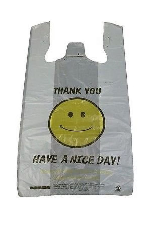 Large 1/6 Bbl T-Shirt Happy Face Smiley Bags 11.5"x 6.5" x 21" Bags/Case (pack of 800)