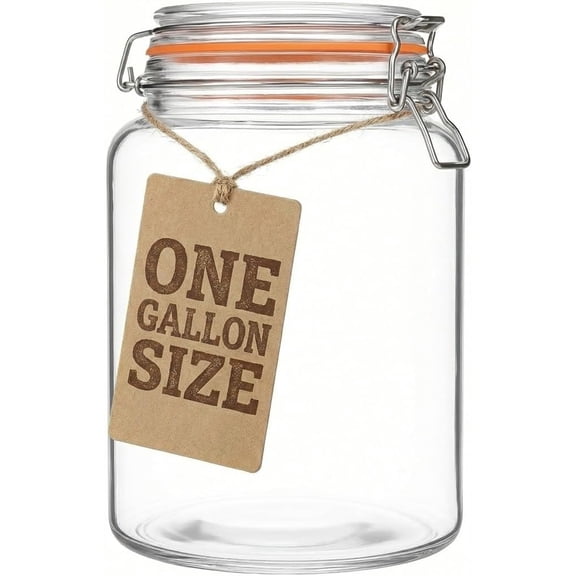 Large 1 Gallon Glass Mason Jar Extra Wide-Mouth with Hinged Lids, Airtight Leakproof Glass Canning Jars, Container for Preserving, Overnight Oats - Pack of 1