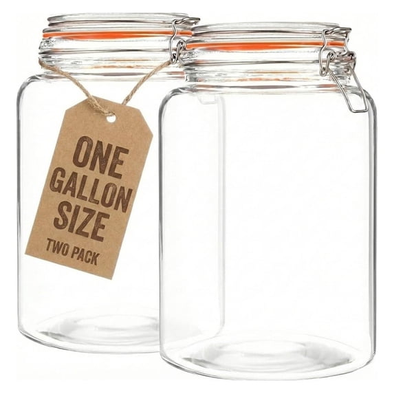 Large 1 Gallon Glass Mason Jars with Hinged Lids, Extra Wide-Mouth ...