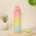 thumbnail image 1 of Large 1 Liter Water Bottle with Straw and Time Marker - Sports Water Jug Leak Proof Plastic Fitness Cup for Gym Outdoor Hiking - BPA Free Reusable Hydration Kettle with Lockable Flip Lid, 1 of 2