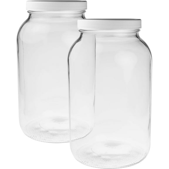 Large 1 gallon glass jar - Made in the USA with wide mouth lid - Sun tea, fermented tea, kombucha, pickled tea and cookie or candy storage jar - Dishwasher safe