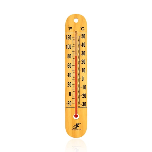 Large 10.5 Inch Vertical Wood Thermometer for Indoor & Outdoor Use, Wide Range -20F to 120F / -30C to 50C, Battery-Free with Dual Fahrenheit & Celsius Scale,Weather Resistant, Easy to Hang