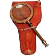 Large 10 Antique Brass Henry Hughes Magnifying With Leather Case