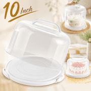 Large 10 Inch Cake Carrier Keeper Stand with Handles and Lids Container for Transport Cake Holder Tray with Cover Round Cupcake Storage Kitchen Cooking Box